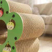 Multi-Functional Cat Scratcher House Feline Habitat Includes Jingling Toy Ball Toys Interactive Cat Toy with Balls Stable Structure for Cats, Kittens, Indoor
