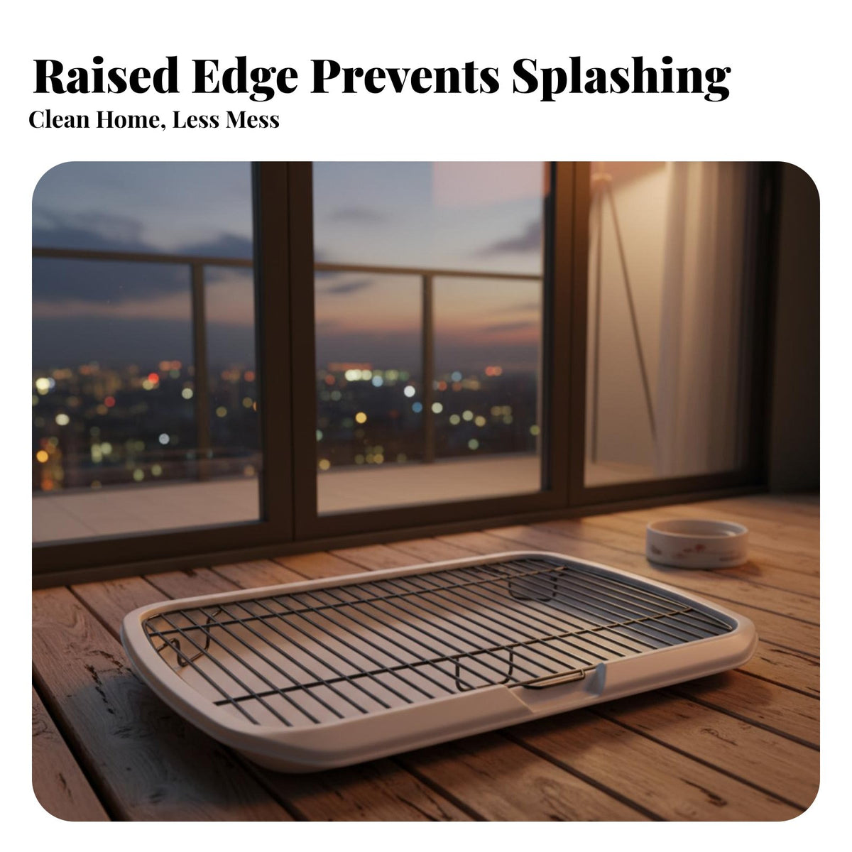Indoor Dog Potty Tray Detachable Design Dog Potty Tray with Grate Puppy Litter Box with Spray Guard Non-Slip Bottom