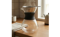 Heat-Resistant Sleeve Mesh Filter Coffee Pot Measurement Markings Glass Pour over Brewer