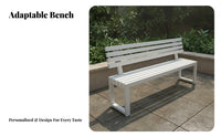 Slatted Outdoor Bench Weather-Resistant Backless Slatted Bench Weatherproof Public Seating for Business Owners, Adults, Courtyard, Garden