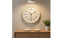 Dual Scale Analog Wall Clock Black Hands Round Wall Clock Large Numerals Room Decoration Central Mount