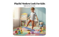 Multi-Functional Kids Balance Board Unstructured-Ended Play Sensory Training Board Sturdy Construction Wooden Seesaw Stool Bright Colors for Toddlers, Kindergarten, Playroom