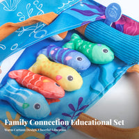 Interactive Play Textile Aquatic Creature Catching Game Hand-Eye Coordination Soft Fishing Toy Set Develops Fine Muscle Skills for Toddlers