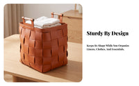 Opentop Faux Leather-Like Woven Basket