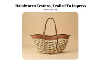 Large Capacity Woven drum Tote seasonal design Shoulder Bag Minimalist women's reachory Lightweight for voyageers, and aesthetic aficionados, Gift Givers, holiday, voyage, Shopping, everyday Use