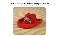 Feather Brim Cowboy Hat Eye-Catching Rhinest Single Cowboy Hat Sturdy Fashion Accessory for Women, Festival Attendees, Parties, Festivals
