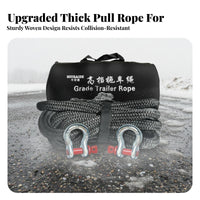 Heavy-Duty Tow Strap and Shackle Set Break-Resistant Braided Tow Strap with Shackles Reinforced Loops Towing Equipment High-Density Weave for Rugged-Highway Enthusiasts, Truck Owners, Drivers, Roadside Emergency, Trail Riding