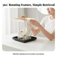 Rotating Makeup Tower Easy to Clean Multi-Compartment cosmetic Station for Bedroom