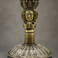 Tibetan Bell with Vajra Antique-Styled Bell with Vajra Handle Traditional for Practitioners, Collectors