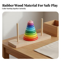 Includes Storage Box Stack of Classic Game Hand-Eye Coordination 10 Layer Rainbow Stacker Reasoning Al Thinking Development for Daycare