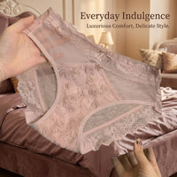 Women's Underwear with Lace Trim and Gusset for Everyday Wear, Breathable Mesh Knickers with Wide Waistband for Daily Use
