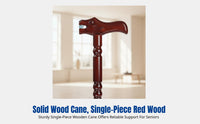 Wooden Walking Cane for Elderly, Sturdy Wood, Anti-Slip, Lightweight, Carved Handle