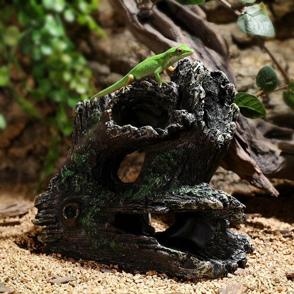 Realistic Driftwood Aquarium Cave with Multiple Openings, Resin Tree Root Aquarium Ornament, Wood Style Aquatic Feature
