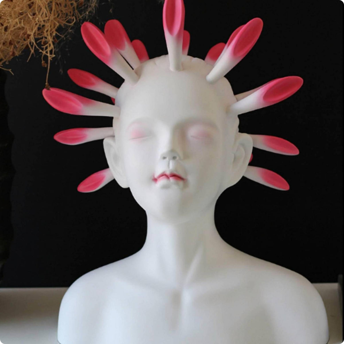 Resin Bust Statue White Female Bust Sculpture Resistant Resin Figurine for Indoor