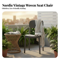 Breathable Weave Plastic Rattan Back Chair Single-Piece Molded Faux Cane Dining Chair No Assembly Required Household Furniture Long-Lasting Construction for Restaurant Owners, Interior Designers, Living Room, Lounge, Balcony, Home Office
