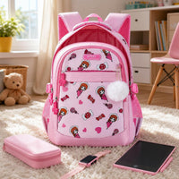 Girls' Ergonomic Nylon School Backpack for Primary Students, Large Capacity, Lightweight Design