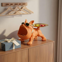 Canine Valet Tray Housewarming Gift French Canine Statue Tray Functional & Decorative Wide-Opening Dog Key Bowl for New Homeowners, Entryway, Desktop