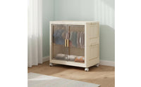 Easy Assembly Foldable Storage Cabinet Large Capacity Folding Storage Cabinet with Doors Portable Collapsible Closet with Doors Formaldehyde-Safe for Children, Students, Bedroom, Dorm Room, Bathroom