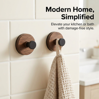 Wooden Suction Cup Hook, Suction Hook Wood, Walnut Wood Grain Knob Hook, Heavy Duty Suction Cup Hook for Kitchen, Renter Organizer