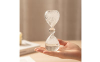 Bubble-Textured Hourglass Clear Liquid-Filled Hourglass Compact Desk Sculpture for Shelf, Bedside Table