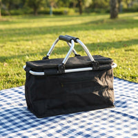 Cool Bag Picnic Basket for Food Storage, Insulated Bag with Shoulder Strap and Zipper, Oxford Cloth Shopping Basket, Foldable Bag for Women Men
