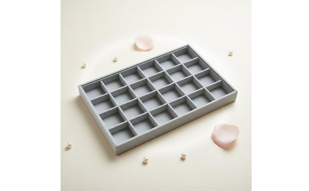 24-Grid Jewelry Tray Elegant 24 Grid Jewelry Tray Multi-Functional Earring Storage Organizer for Retailers, Dresser Top, Closet