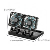 360-Degree Rotation Two-headHead Car Fan Shielded Grille Solar-Powered Fan