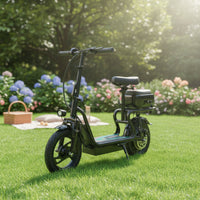 Foldable with Seat Front and Rear Lights for Women, Parents, School Runs, City Driving, Grocery Shopping