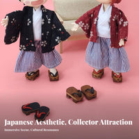 Miniature Wooden Geta Kimono Matching OB11 Doll Shoes Handmade Japanese Design Doll Clogs