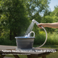 Coiled Hose Portable Electric Shower Compact Self-Priming Shower System for Camping, Travel