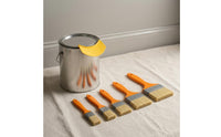 10 Pieces Orange-Handled Paint Brush and Pour Spout Set Labeled Sizes Paint Can Spout Set Yellow Painting Tools Curved