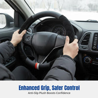 Winter Plush Steering Wheel Cover, Universal Fit, Anti-Slip, Warm, Sporty Design for Car