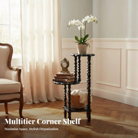 French design Multi-Tier Corner Etagere Vintage Aesthetic Display Stand Space-Saving Design Household Storage Sturdy Frame for Plant Lovers, Interior Decorators, Small Spaces, Living Room, Bedroom, Balcony