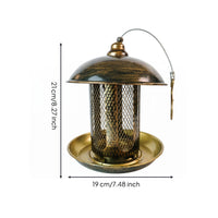 Hanging Metal Bird Feeder Hook Hanger Dome Top Bird Feeder Round Base Tray