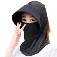 Ponytail Opening Ice Silk Sun Protection Cap Breathable Sun Protection Hood Mask Quick-Drying Safeguarding Headwear for Women, Cycling, Hiking, Outdoor, Gardening