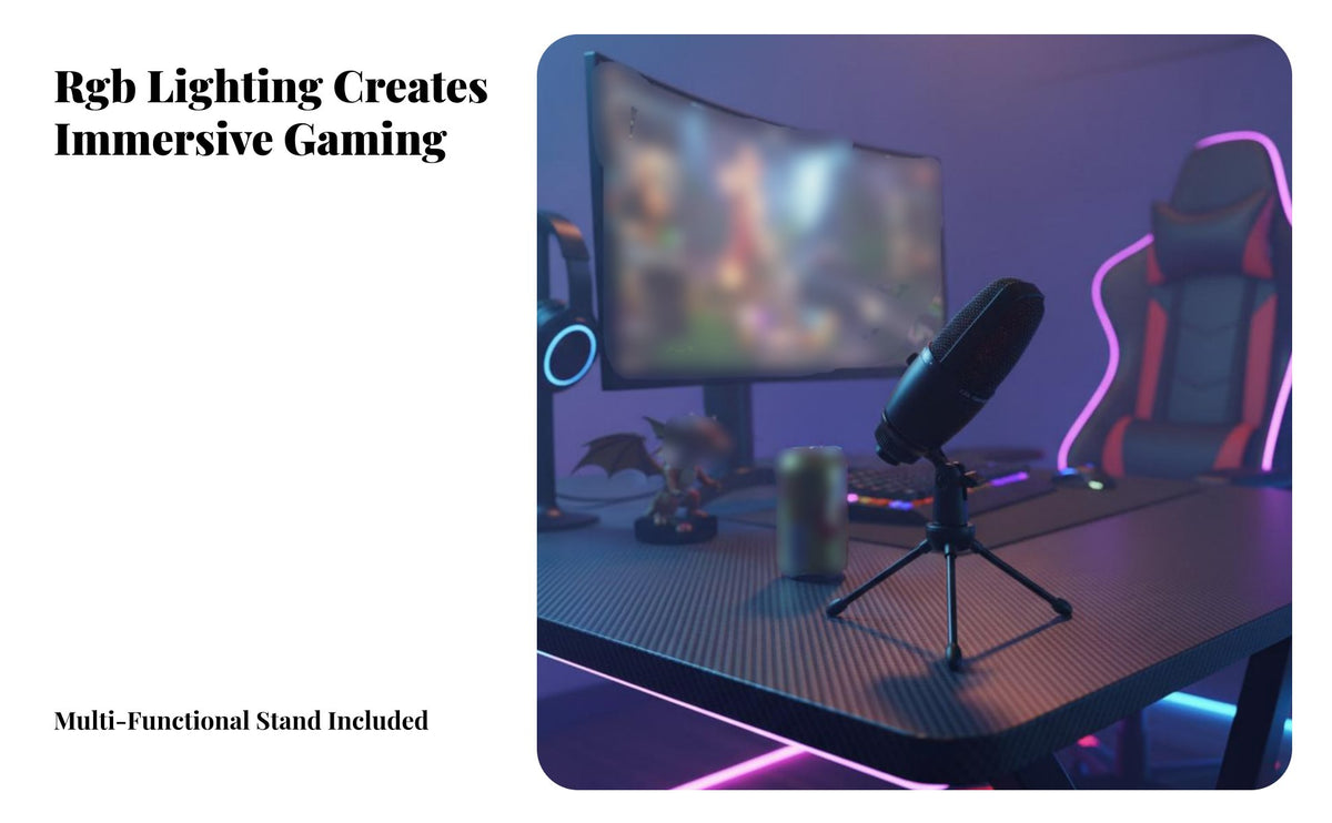 RGB Gaming Audio Device Plug and Play Gaming Audio Device Kit High-Fidelity Sound Single-Tap Mute for Content Artist S