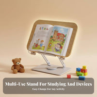 360° Rotating Base Adjustable viewing Easel Multi-Functional Adjustable Bookrest with Page holders Ergonomic Book Stand Handsunrestricted for Children, Professionals, Study, Office, Library, Kitchen Counter