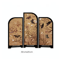 Three-Panel Desktop Screen New Chinese-Style Mini Folding Screen 3-Panel Divider Arched Tabletop Divider Decorative