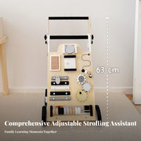 Wooden Walking Aid Shape Cutouts Wooden Infant Push Cart Infant Activity Center Push Cart Sliding Elements for Young Children