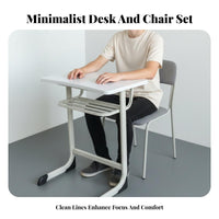 Soft Seat Cushion Student Desk and Chair Set Child-Safe Design School Desk with Chair Sturdy Construction Single Student Study Table Set Anti-Slip Feet for Students, Teenagers, Girls, Training Center, Distance Learning, Bedroom, Drawing