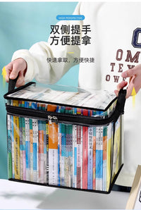 旧书收纳箱神器书本学生书架整理袋大容量收纳袋防尘透明家用防潮 加厚材质⭐黑色中号【2个】双侧提手✅防尘防潮