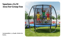 Steel Frame Trampoline, Lantern-Style Enclosure, Outdoor Commercial Playground, Sports Hoop for Kids and Adults