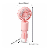 USB Rechargeable Handheld Misting Fan Compact Handheld Fan with Mist Small Cooling for Commuters, Students, Travel