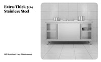 Rustproof Stainless Steel Work Table Cabinet Easy to Clean Heavy Duty Prep Table Sliding Doors Adjustable Feet Kitchen Cabinet with Sliding Doors Waterproof for Restaurant Employees, Home Cooks, Hobbyists, Hotel, Warehouse, Workshop, Garage