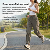 Joggers for Women with Quick Dry Nylon Material for Running and Hiking, Loose Fit Trousers, Ladies Track Pants