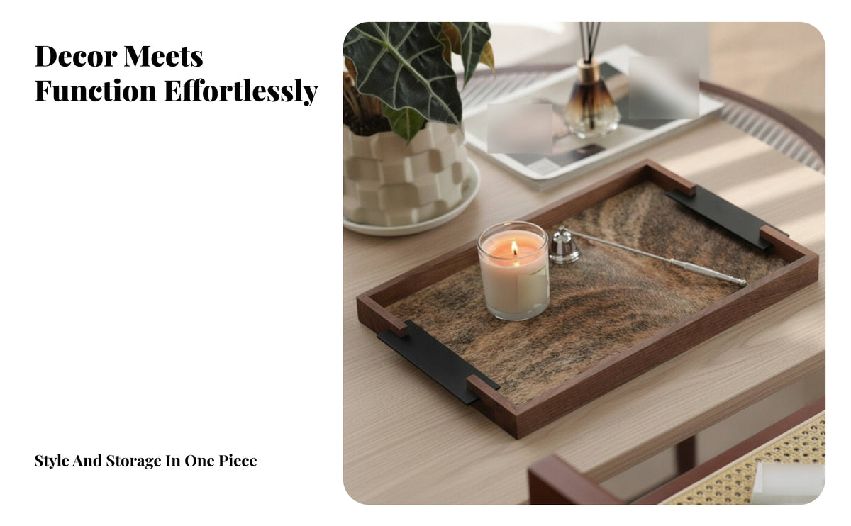 Walnut-Framed Tray Shallow decorative Tray Easy to Clean Accessory