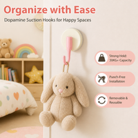 4 Pack Waterproof Suction Hooks, No Drill Heavy Duty Hooks, Removable Round Suction Cup Hooks for Bathroom, Kitchen, Glass