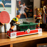 Hand-Crank Racket Sport Game with Key Retro Tinplate Racket Sport Toy Colorful Tinplate Toy with Table Tennis Figures for Bookshelf