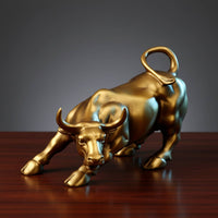 Bull Figurine Carved Bull Statue Modern for Executives, Bookshelf