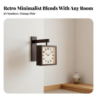 Double-Sided Wall Clock Solid Wood Frame Double Sided Wall Clock Noiseless Mechanism for Living Room, Hallway